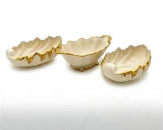 28  Three Lenox Ivory Porcelain Candy Dishes with 24K Gold Trim