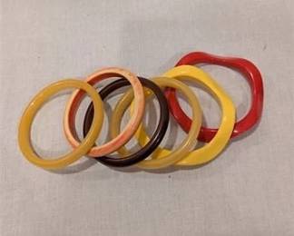 12R  Six Vintage Bakelite Bangle Bracelets