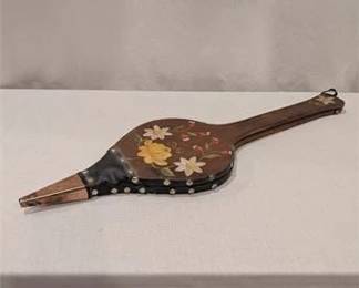 6R  Vintage Wood  Leather Hanging Fireplace Bellows