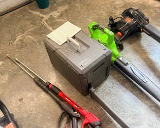 Power Tools Lot Hedge Trimmer Leaf Blower Green Red Yard Equipment Garage