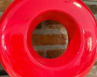 Red Ceramic Donut Ring Vase Modern Sculptural Home Decor Accent