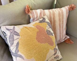 Botanical Floral Throw Pillows Yellow Flower Leaf Pattern Outdoor Patio Accent Lot