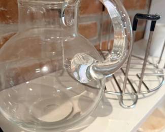 Glass Pitcher Wire Stand Rack Kitchen Counter Beverage Serving Barware
