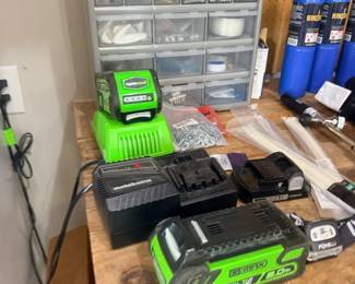 Power Tool Batteries Charger Parts Organizer Bin Workshop Workbench Hardware Lot