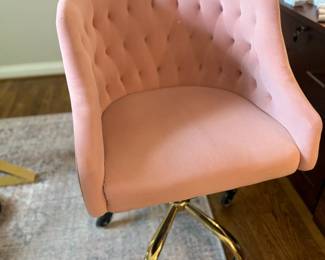 Pink Blush Velvet Swivel Chair Gold Legs Accent Desk Office Vanity Modern Glam
