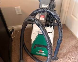 Canister Vacuum Cleaner Green Gray Hose Attachment Floor Care Cleaning Appliance
