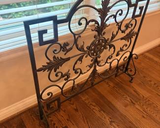 Wrought Iron Fireplace Screen Ornate Scroll Fleur De Lis Design Decorative
