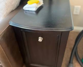 Dark Wood Corner Cabinet End Table Storage Door Accent Furniture Living Room