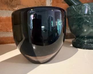 Black Glossy Ceramic Pot Vase Planter Modern Home Decor Accent