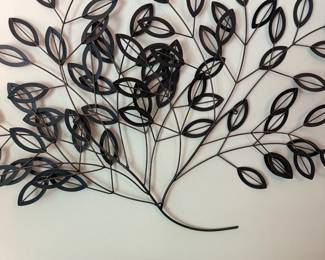 Metal Tree Branch Leaf Wall Art Sculpture Black Iron Decorative Home Decor Modern