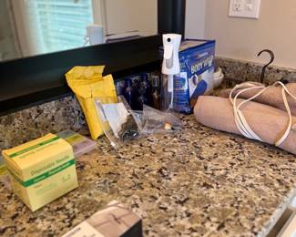 Bathroom Counter Toiletries Products Supplies Granite Countertop Lot Bath Beauty