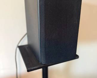 Black Bookshelf Speaker On Stand Surround Sound Audio Home Theater Electronics