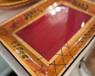 Decorative Lacquer Serving Tray Red Gold Black Ornate Asian Style Home Decor