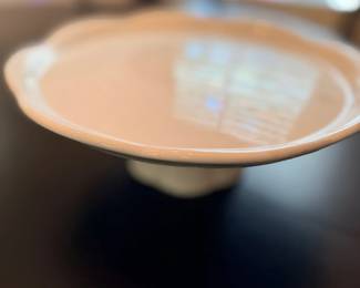Ceramic Pedestal Cake Stand Bottom Label Maker Mark Close Up Detail