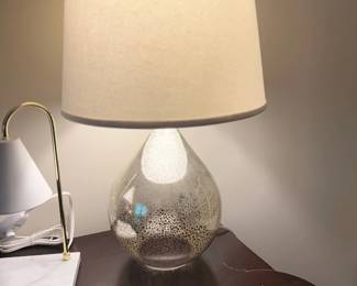 Mercury Glass Table Lamp Drum Shade Silver Teardrop Base Bedroom Lighting
