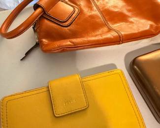 Leather Handbags Purses Orange Brown Yellow Clutch Fashion Accessories Lot
