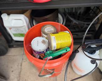 Orange Bucket Tools Extension Cords Garage Miscellaneous Hardware Supplies Lot
