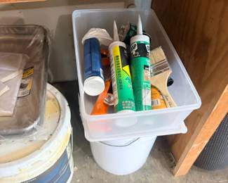 Caulk Tubes Sealant Adhesive Bin Paint Cans Garage Shelf Home Repair Supplies Lot