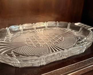 Crystal Glass Divided Serving Dish Relish Tray Vintage Entertaining Glassware