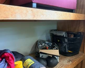 Storage Bins Boxes Helmet Garage Shelf Miscellaneous Sports Gear Equipment Lot