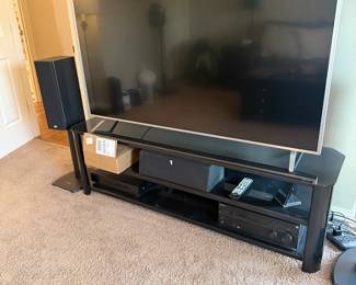 Large Flat Screen TV Entertainment Center Stand Speakers Home Theater Living Room