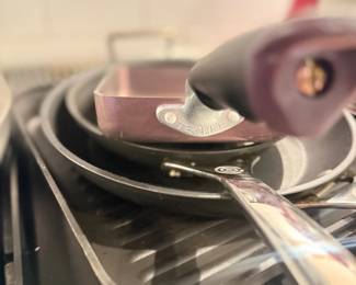 T-Fal Nonstick Frying Pans Skillets Stacked Stovetop Kitchen Cookware Set Lot