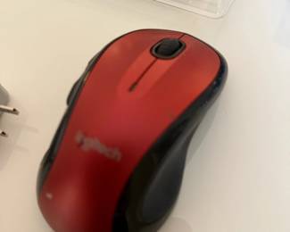 Logitech Wireless Mouse Red Black Computer Accessory Office Desktop Ergonomic