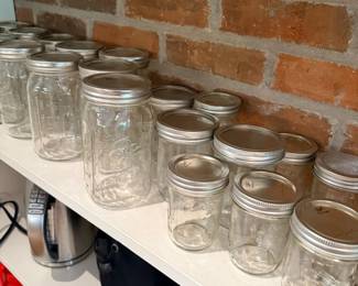 Mason Canning Jars Large Collection Metal Lids Shelf Kitchen Preserving Lot