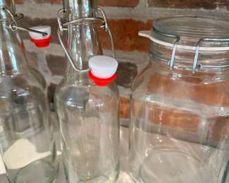 Glass Bottles Jars Lot Various Sizes Kitchen Pantry Storage Containers