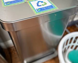 Recycling Bin Sorting Compartments Stainless Steel Plastic Metal Glass Kitchen