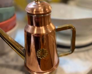 Copper French Press Coffee Maker Brass Finial Handle Vintage Style Kitchen Decor