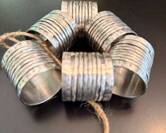 Silver Metal Napkin Rings Set Dining Table Accessories Entertaining Decor