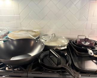 Pots Pans Stainless Steel Cookware Skillets Lids Stovetop Kitchen Cooking Lot