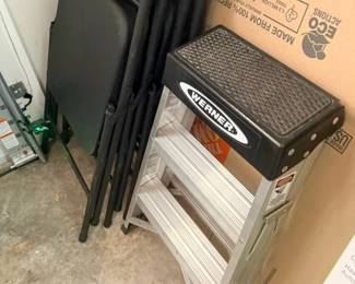 Werner Step Ladder Aluminum Folding Chairs Table Garage Storage Tools