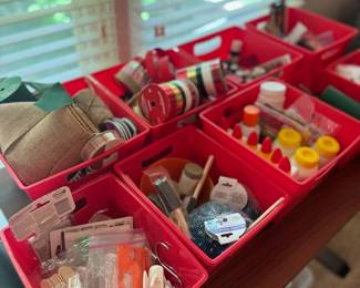 Red Organizer Bins Hardware Supplies Small Parts Storage Trays Craft Tools Lot