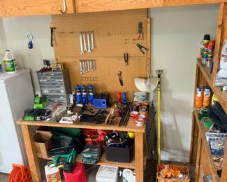 Workbench Pegboard Tools Spray Paint Workshop Supplies Garage Hardware Lot