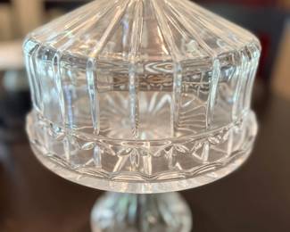 Crystal Covered Candy Dish Compote Lid Pedestal Base Vintage Glassware