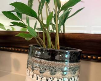 Green Houseplant Handmade Pottery Stoneware Planter Earth Tones Indoor Plant