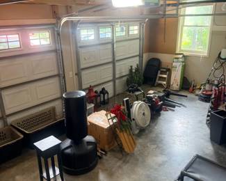 Garage Interior Overview Fire Pit Wood Stove Equipment Tools Storage Shelving