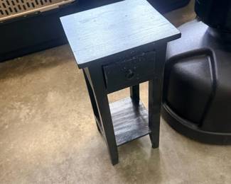 Black End Table Side Table Drawer Shelf Nightstand Accent Furniture Leather Chair