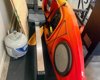 Orange Red Kayak Boat Outdoor Recreation Water Sports Garage Storage Propane Tank