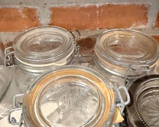 Glass Canisters Clamp Lid Storage Jars Kitchen Pantry Organization Lot
