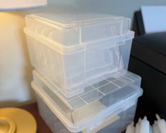 Clear Plastic Storage Bins Containers Stacking Organizer Boxes Craft Supply Lot