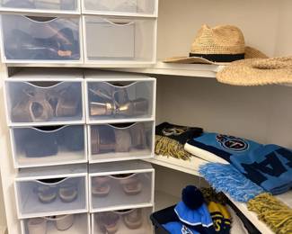 Closet Organizer Clear Shoe Boxes Storage Straw Hat Accessories Wardrobe Shelves