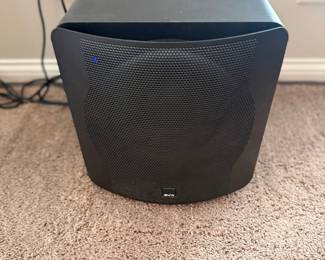 Powered Subwoofer Black Home Theater Bass Speaker Audio Electronics Floor Standing