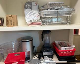 Kitchen Cabinet Shelf Blender Dish Rack Storage Bins Small Appliances Lot Pantry