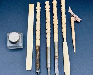 Carved Bone Writing Set
