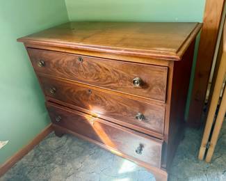 Antique Chest Of Drawers with burled wood veneer