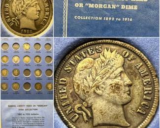 (21) Barber Liberty Head Morgan Dimes in Whitman Coin Album Collection 1892-1916 AWESOME