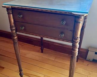 Regency or Federal Style Wooden End Table with Two Drawers — Dovetail Construction